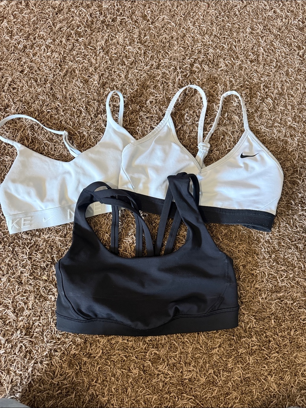 Nike/ Lululemon Women's White & Black Sports Bra Set